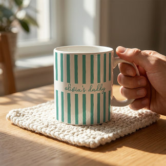 Dad Mug Custom Striped Kids Names Coffee Cup