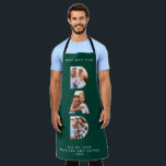 Dad multi photo modern typography green  apron<br><div class="desc">Dad multi photo modern typography child gift. Ideal fathers day,  birthday or christmas gift. Hunter green colour can be changed.</div>