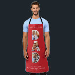 Dad multi photo modern typography red apron<br><div class="desc">Dad multi photo modern typography child gift. Ideal fathers day,  birthday or christmas gift. Red colour can be changed.</div>
