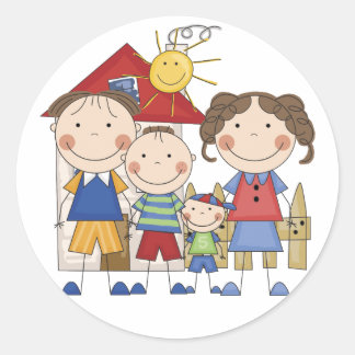 Dad, Mum, Big Brother, Little Brother Family Classic Round Sticker