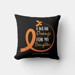 Dad Mum I Wear Orange For My Daughter Leukaemia Aw Cushion