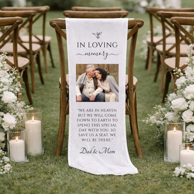 Dad & Mum In Loving Memory Wedding Memorial Photos Short Table Runner (Creator Uploaded)