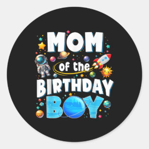 Dad Mum Of The Birthday Boy Astronaut Family Space Classic Round Sticker