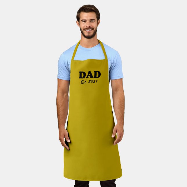 Dad mustard yellow Custom Est date grill bbq  Apron (Worn)
