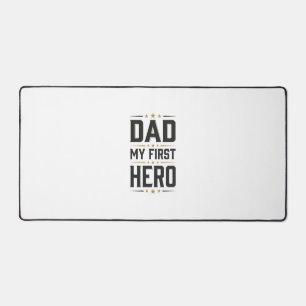 Dad My First Hero Vintage Typography Shirt Design_ Desk Mat