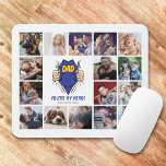 Dad My Hero 16 Photo Collage Mouse Pad<br><div class="desc">Personalised fathers day mouse mat featuring 16 family photos,  a superhero father revealing the word "DAD" under a shirt,  the words "you're my hero",  and your childrens name.</div>