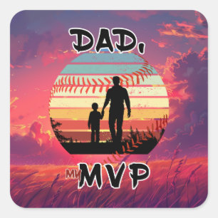 Dad, my MVP - Boy and Dad Square Sticker