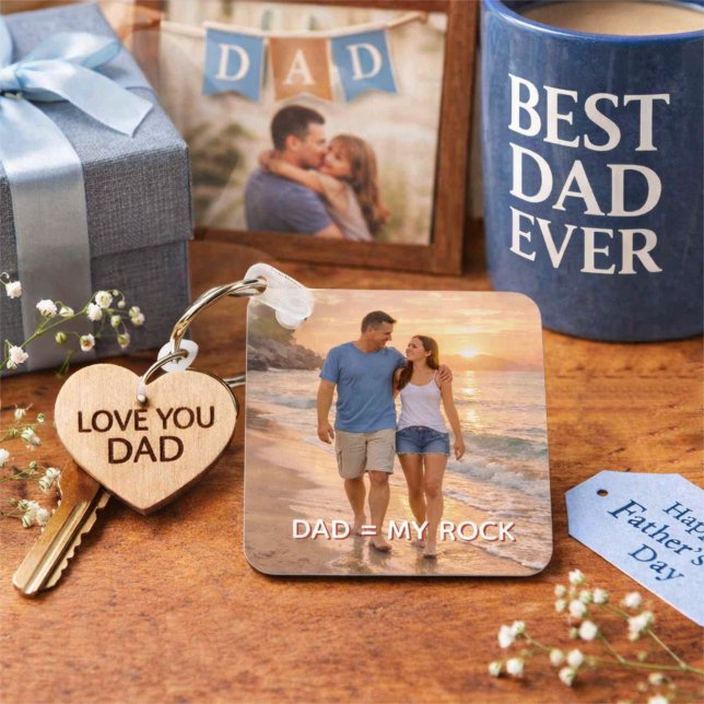 Dad, My Rock Beach Sunset Custom Father's Day Key Ring (Creator Uploaded)