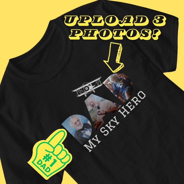 DAD My Sky Hero Typography Photo Collage Custom T-Shirt (Creator Uploaded)