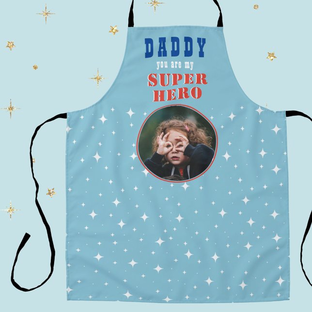 Dad my Superhero Fun Photo Fathers day Apron (Creator Uploaded)