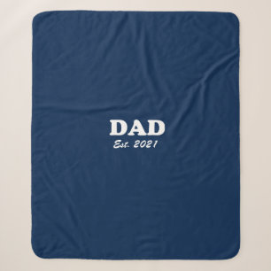 Dad navy blue Custom Established date modern Sherpa Blanket