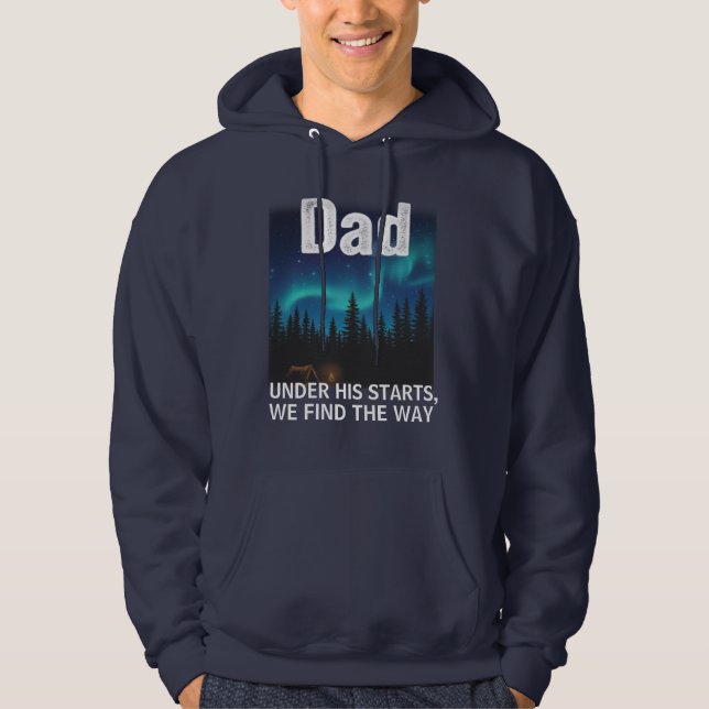 Dad Northern Lights Camping Customizable Hoodie (Front)