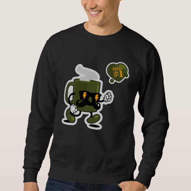 Dad Number 1 Parenting Proud Dad Paternity Beard O Sweatshirt (Front)