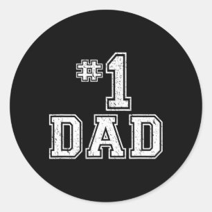 Dad Number One Father's Day Vintage Style Classic Round Sticker