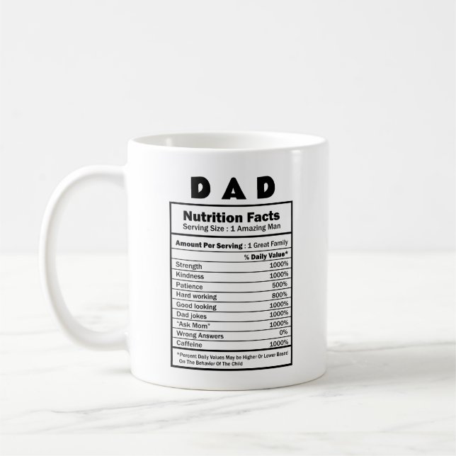 Dad Nutrition Fact Custom name Mug (Left)