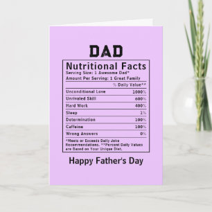 Dad Nutritional Facts fathers day gifts Card