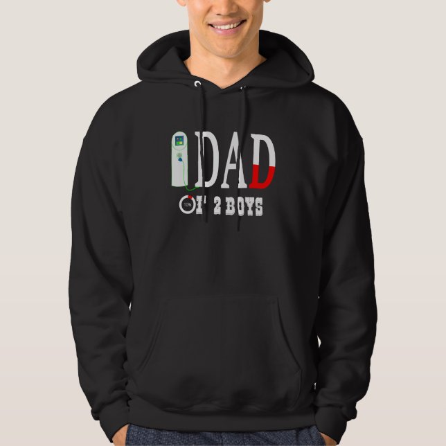 DAD of 2 Boys father or grandpa of 2 kids  15 Hoodie (Front)