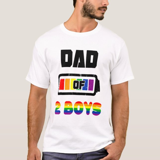 Dad Of 2 Boys Full Battery Lgbt Pride Dad T-Shirt (Front)