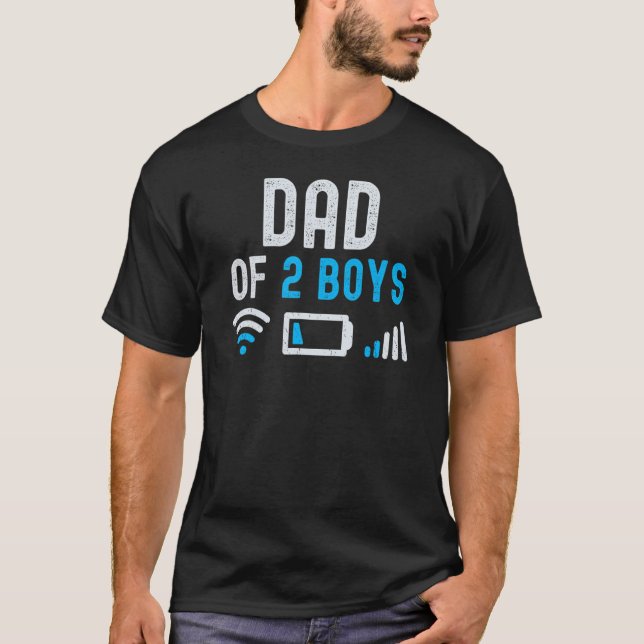Dad Of 2 Boys Son Fathers Day Birthday Mens Low Ba T-Shirt (Front)