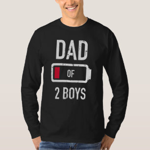 Dad Of 2 Two Boys Low Battery For Father's Day T-Shirt
