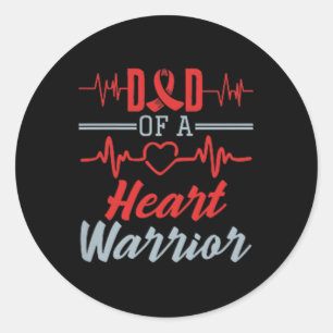 Dad Of A Heart Warrior Heart Disease Awareness Classic Round Sticker
