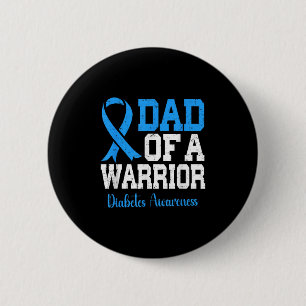Dad Of A T1d Warrior Diabetes Awareness Blue Ribbo 6 Cm Round Badge