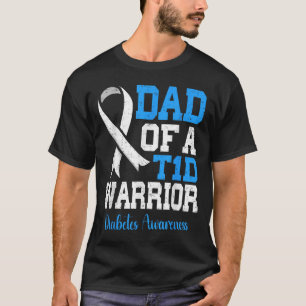 Dad Of A T1d Warrior Diabetes Awareness Blue Ribbo T-Shirt