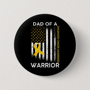 Dad Of A Warrior Childhood Cancer Awareness Flag R 6 Cm Round Badge