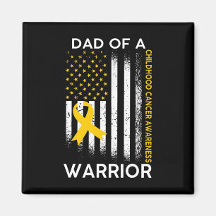 Dad Of A Warrior Childhood Cancer Awareness Flag R Magnet