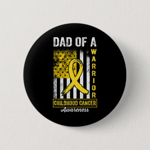 Dad Of A Warrior Childhood Cancer Awareness Gold R 6 Cm Round Badge