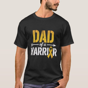 Dad of a Warrior Childhood Cancer Awareness Ribbon T-Shirt