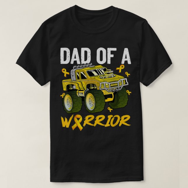 Dad Of A Warrior Childhood Cancer Awareness Truck  T-Shirt (Design Front)