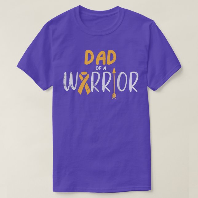 Dad Of A Warrior Childhood Cancer Ribbon Awareness T-Shirt (Design Front)