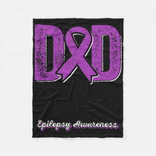 Dad Of A Warrior Epilepsy Dad Purple Ribbon Suppor Fleece Blanket