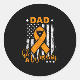 Dad of a warrior leukaemia awareness usa flag  classic round sticker