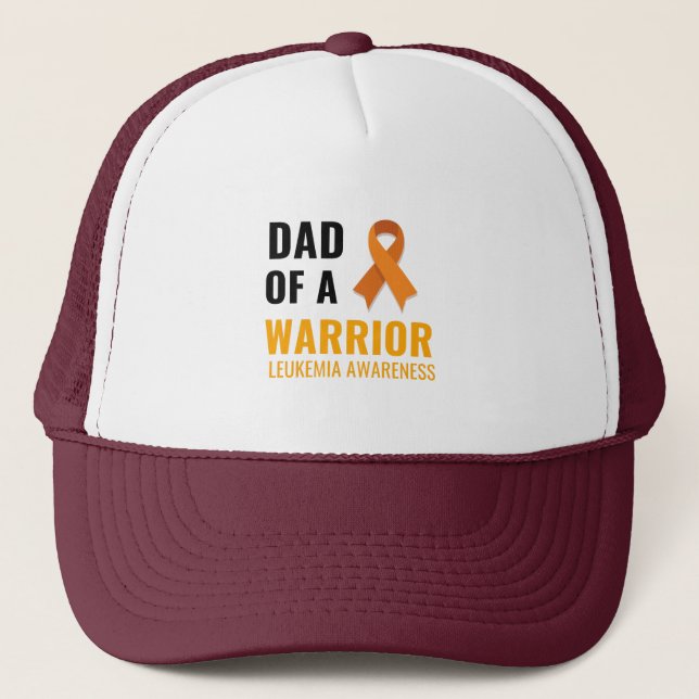 DAD OF A WARRIOR LEUKEMIA AWARENESS TRUCKER HAT (Front)