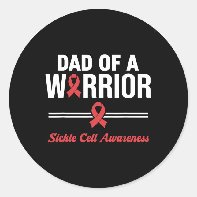 Dad Of A Warrior Sickle Cell Awareness  Classic Round Sticker (Front)