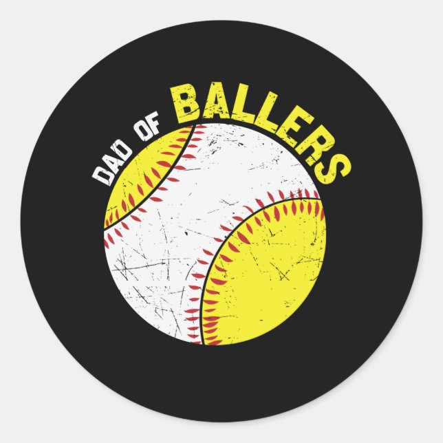 Dad Of Ballers | baseball family design Classic Round Sticker (Front)