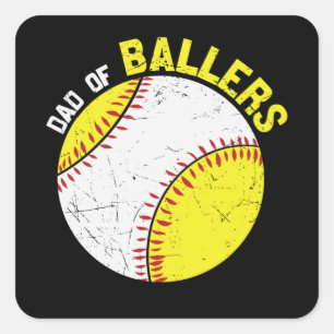Dad Of Ballers baseball family design Square Sticker