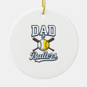 Dad of Ballers Baseball Softball Vintage Design_1 Ceramic Ornament