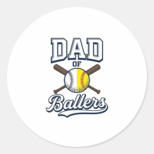 Dad of Ballers Baseball Softball Vintage Design_1 Classic Round Sticker