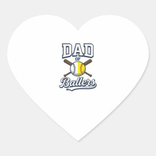 Dad of Ballers Baseball Softball Vintage Design_1 Heart Sticker