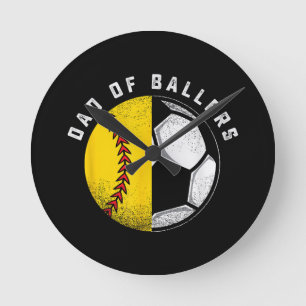 Dad of Ballers Father Son Softball Soccer Player C Round Clock