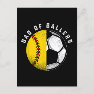 Dad of Ballers Father Son Softball Soccer Player Holiday Postcard