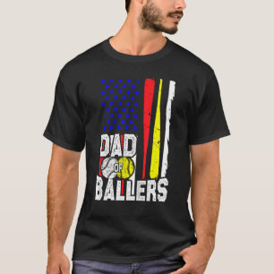 Dad of Ballers  Men Softball Baseball Player Fathe T-Shirt