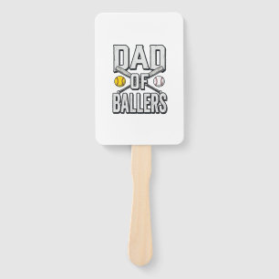 Dad of Ballers Softball and Baseball Vintage Shirt Hand Fan
