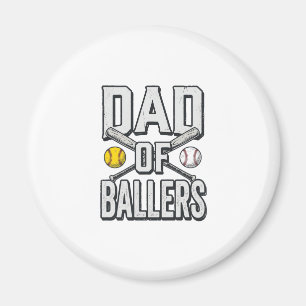 Dad of Ballers Softball and Baseball Vintage Shirt Magnet