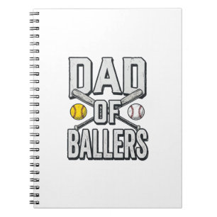 Dad of Ballers Softball and Baseball Vintage Shirt Notebook