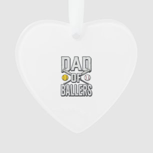 Dad of Ballers Softball and Baseball Vintage Shirt Ornament