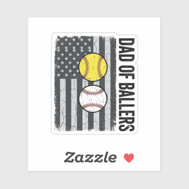 Dad of Ballers Softball Baseball Patriotic (Sheet)
